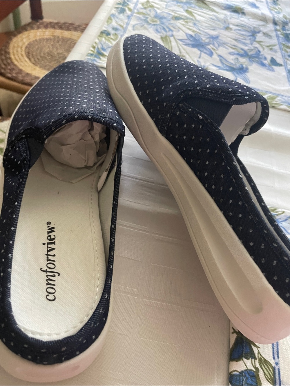comfortview Navy Slip-On Platform Sneakers for Women